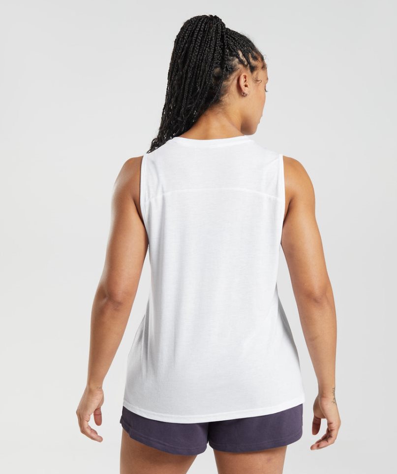 Women's Gymshark Legacy Tanks White | CA 651A07